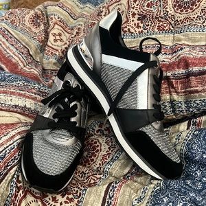 Michael Kors Women's Billie Trainer Chain Mesh Sneakers Black/Silver - Size 10M